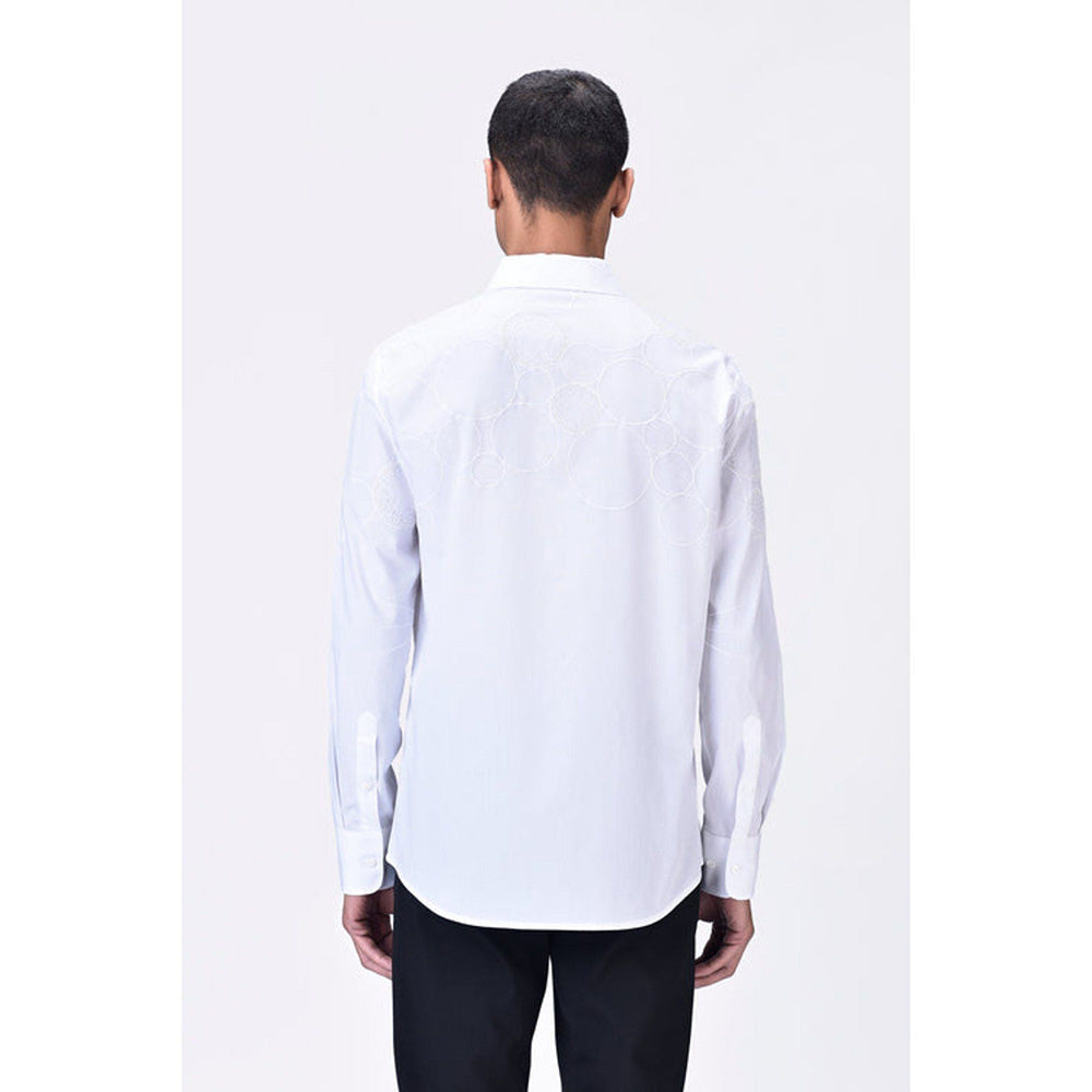 Genes Lecoanet Hemant Giza Cotton Poplin Embroidered Shirt White