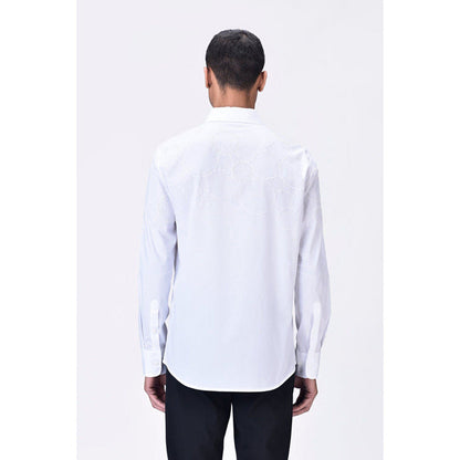 Genes Lecoanet Hemant Giza Cotton Poplin Embroidered Shirt White
