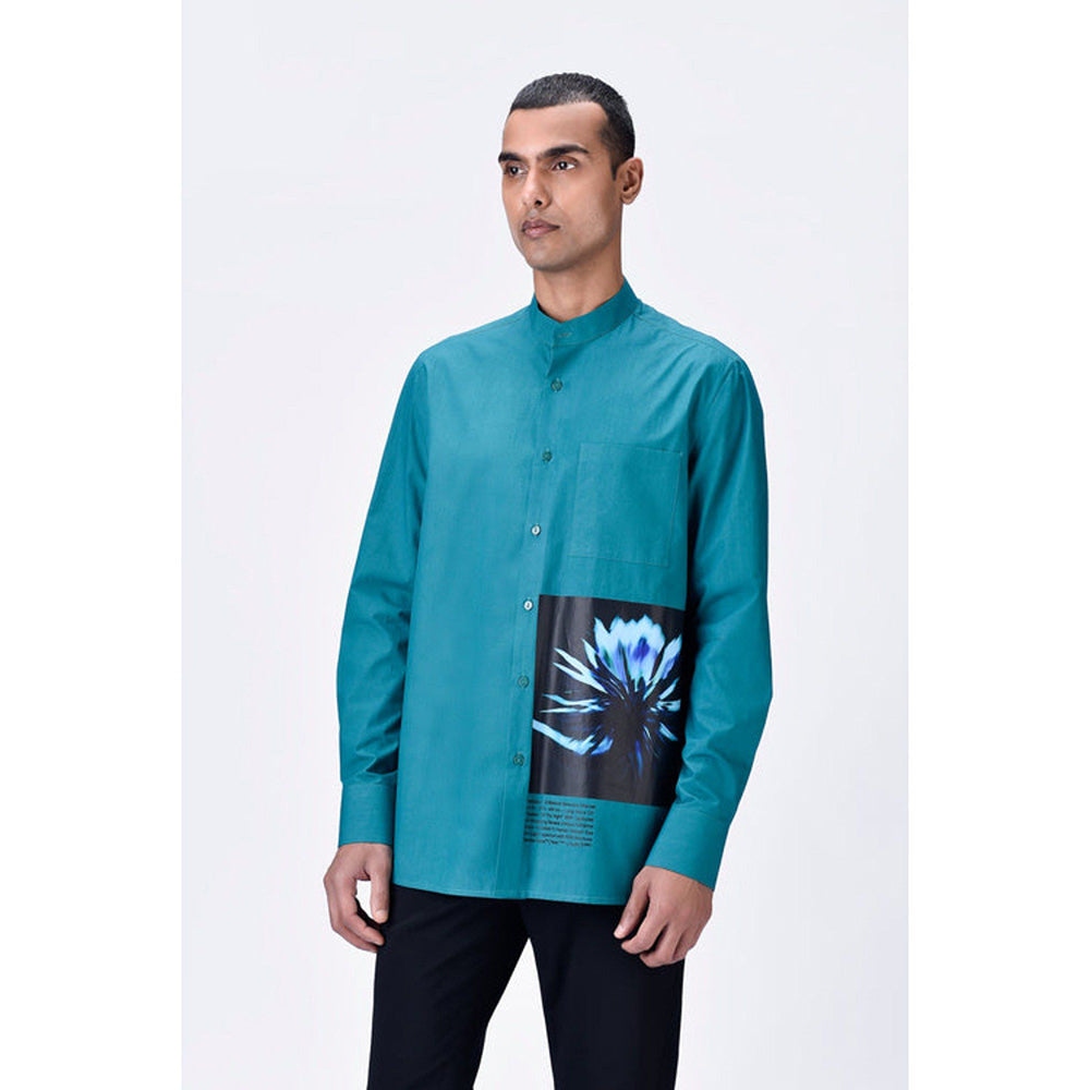 Genes Lecoanet Hemant Band Collar Shirt With Uv Flower Sticker