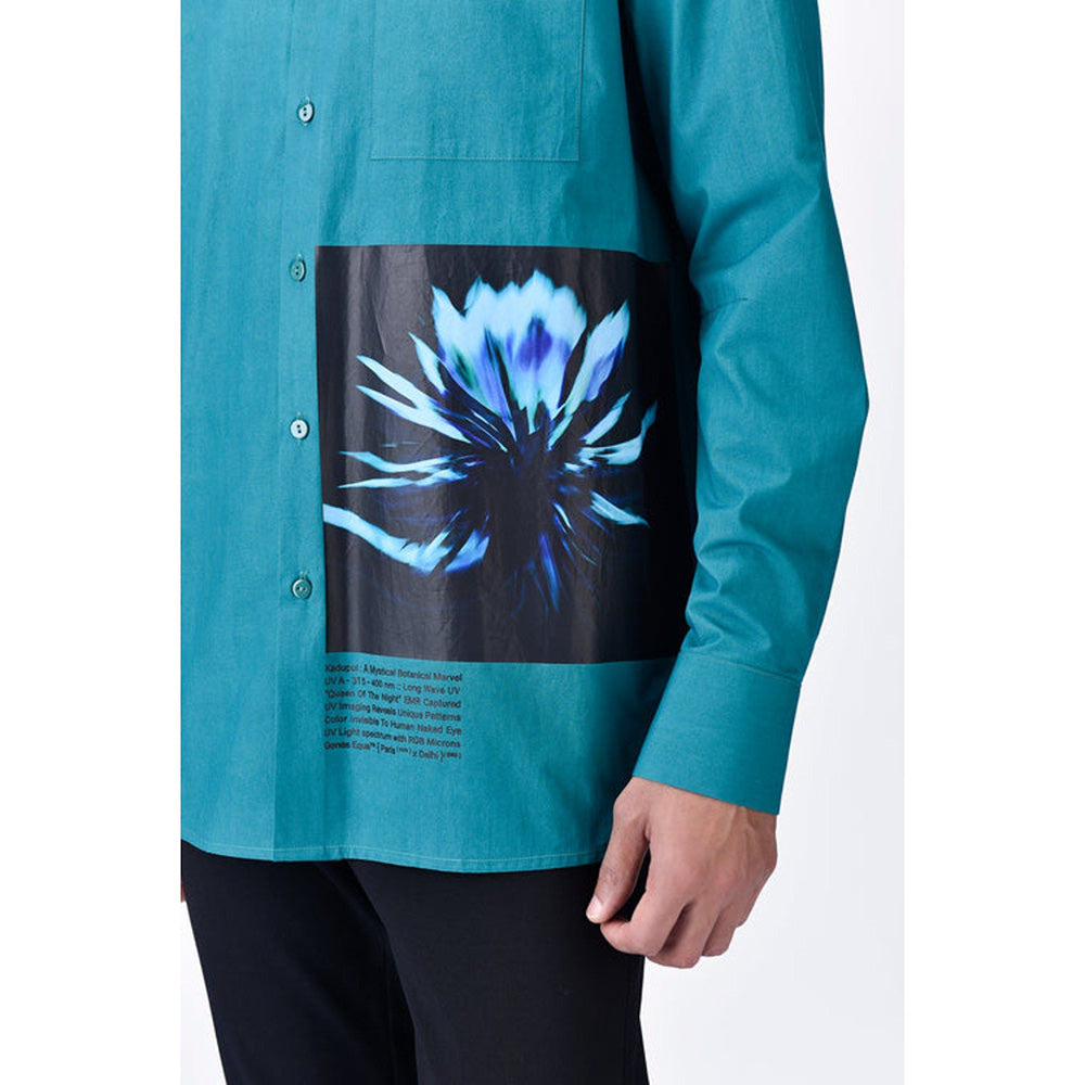 Genes Lecoanet Hemant Band Collar Shirt With Uv Flower Sticker