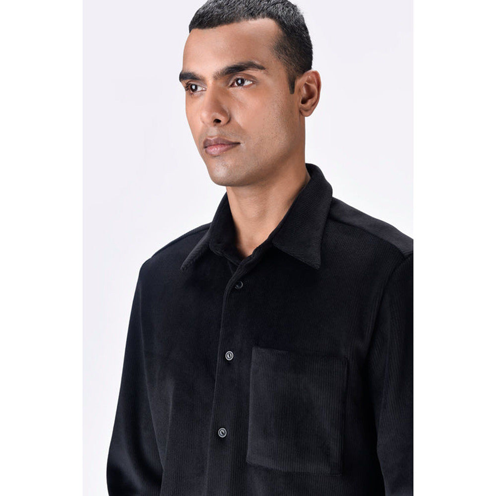 Genes Lecoanet Hemant Black Poly Corduroy Shirt