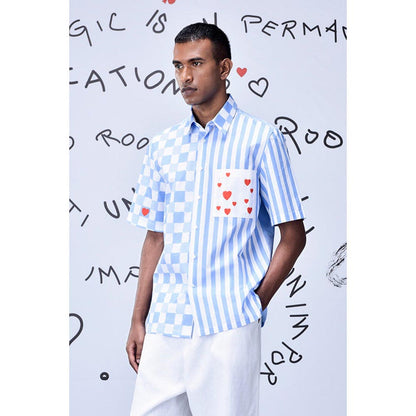 Genes Lecoanet Hemant Half Sleeve Chess Board Stripe Regular Fit Shirt