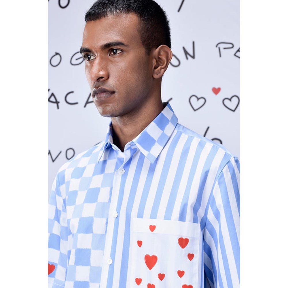 Genes Lecoanet Hemant Half Sleeve Chess Board Stripe Regular Fit Shirt