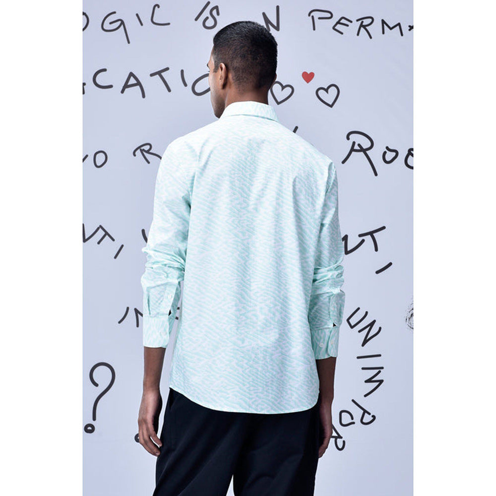 Genes Lecoanet Hemant Labyrinth Cotton Regular Fit Shirt- Nile Green