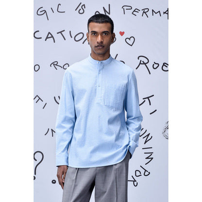 Genes Lecoanet Hemant Solid Regular Fit Shirt-Light Blue