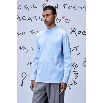 Genes Lecoanet Hemant Solid Regular Fit Shirt-Light Blue