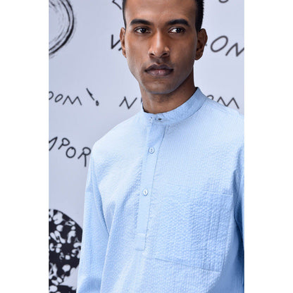 Genes Lecoanet Hemant Solid Regular Fit Shirt-Light Blue