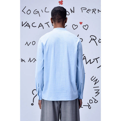 Genes Lecoanet Hemant Solid Regular Fit Shirt-Light Blue