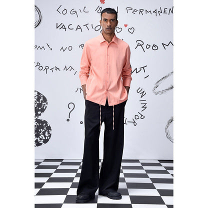 Genes Lecoanet Hemant Drawstring Regular Fit Shirt-Coral Peach