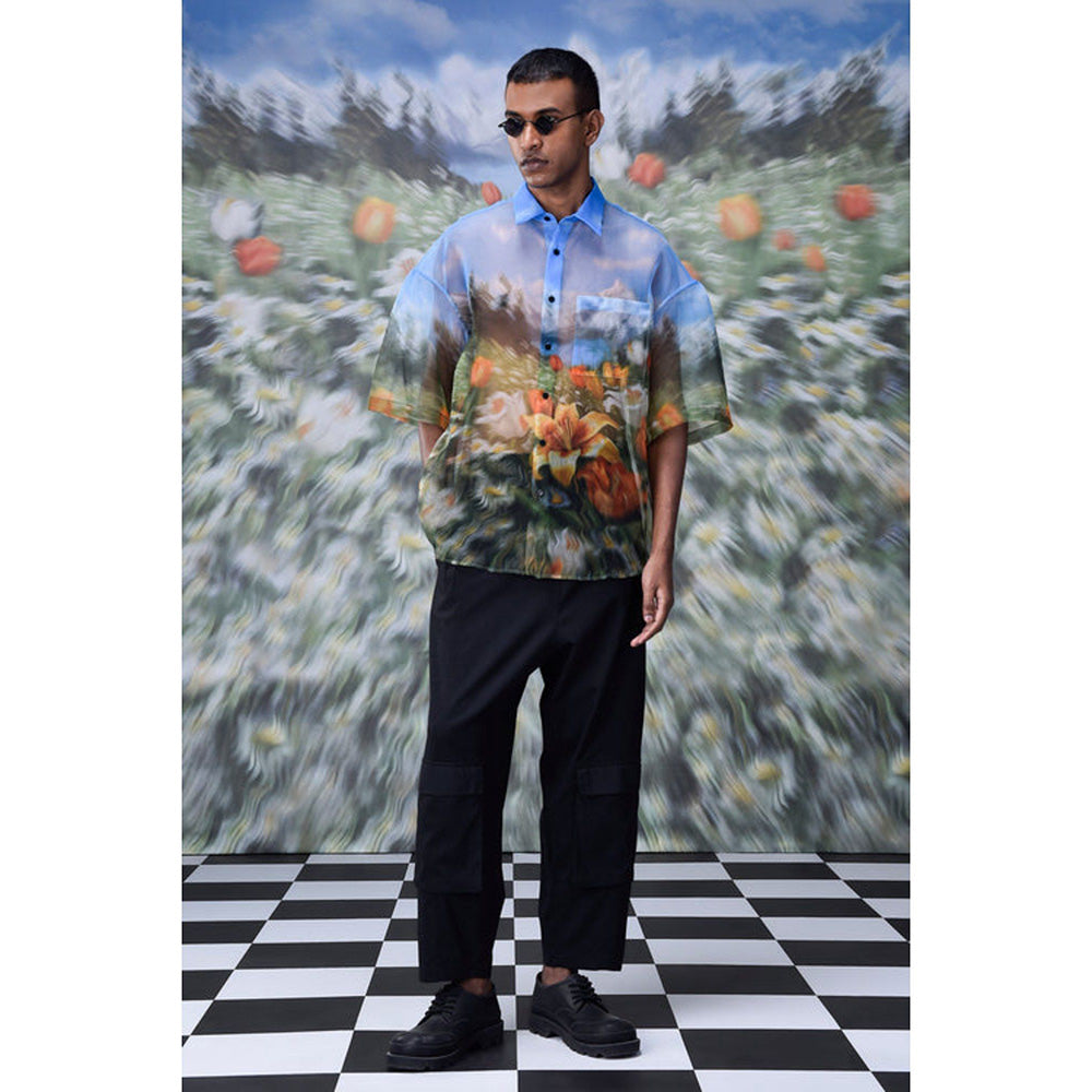 Genes Lecoanet Hemant Organza Garden Print Oversized Shirt
