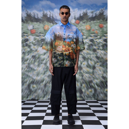 Genes Lecoanet Hemant Organza Garden Print Oversized Shirt