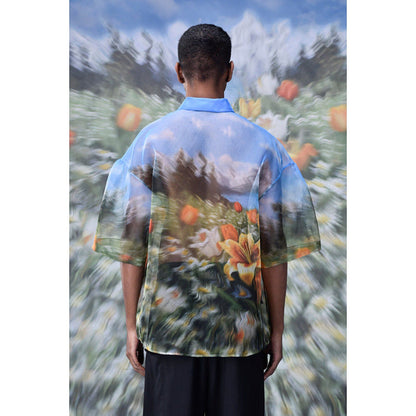 Genes Lecoanet Hemant Organza Garden Print Oversized Shirt