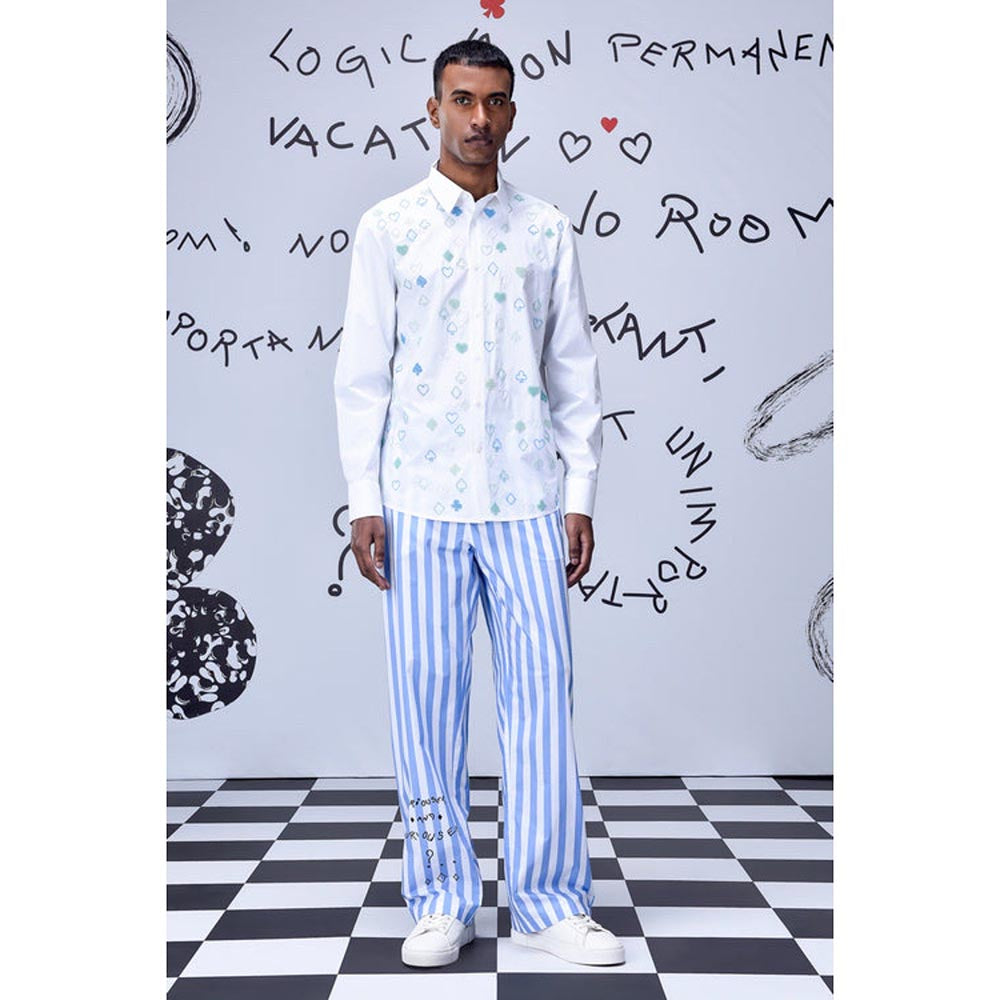 Genes Lecoanet Hemant Card Beard Embroidery Regular Fit Shirt - White