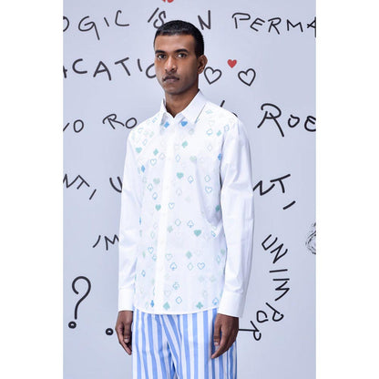 Genes Lecoanet Hemant Card Beard Embroidery Regular Fit Shirt - White