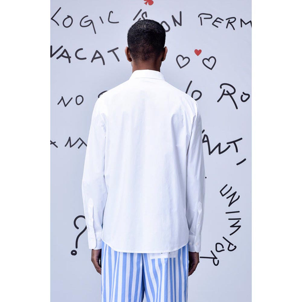 Genes Lecoanet Hemant Card Beard Embroidery Regular Fit Shirt - White