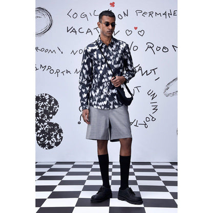 Genes Lecoanet Hemant Button Up Heart Regular Fit Shirt- Black