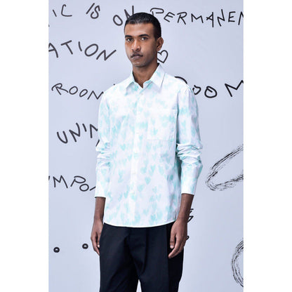 Genes Lecoanet Hemant Button Up Heart Regular Fit Shirt- White