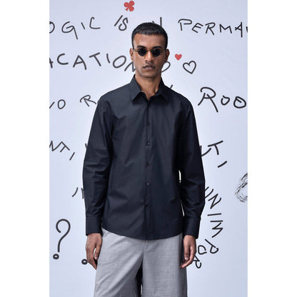 Genes Lecoanet Hemant Cotton Poplin Regular Fit Shirt- Black