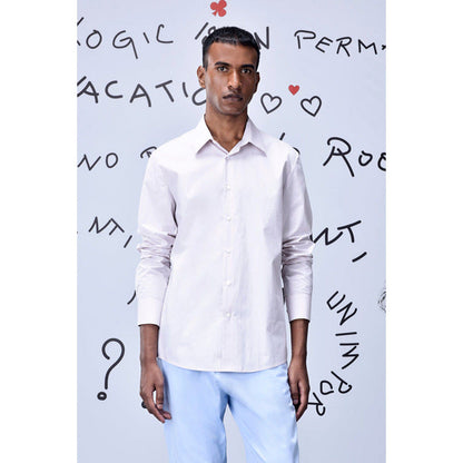 Genes Lecoanet Hemant Cotton Poplin Regular Fit Shirt- Pearl Grey