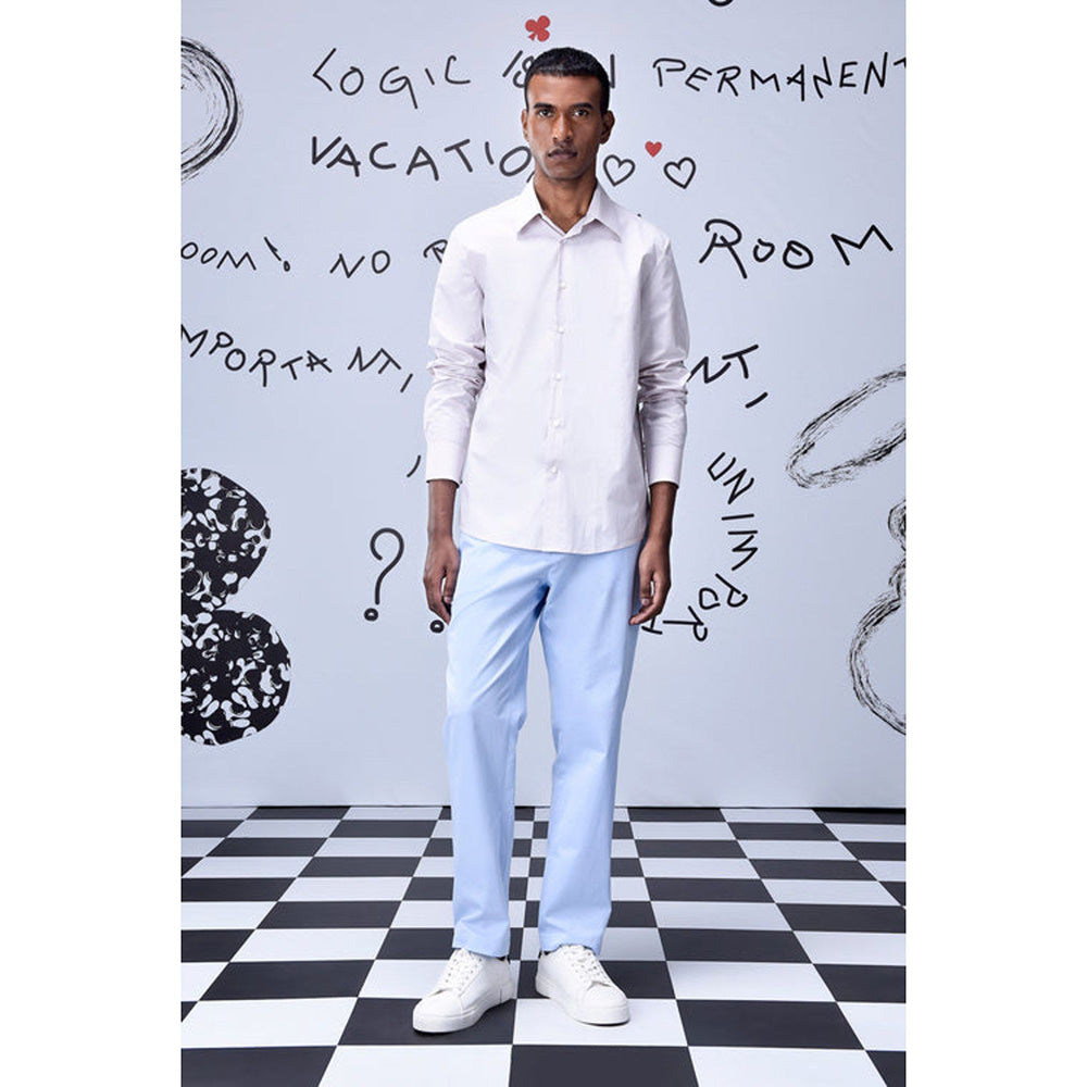 Genes Lecoanet Hemant Cotton Poplin Regular Fit Shirt- Pearl Grey