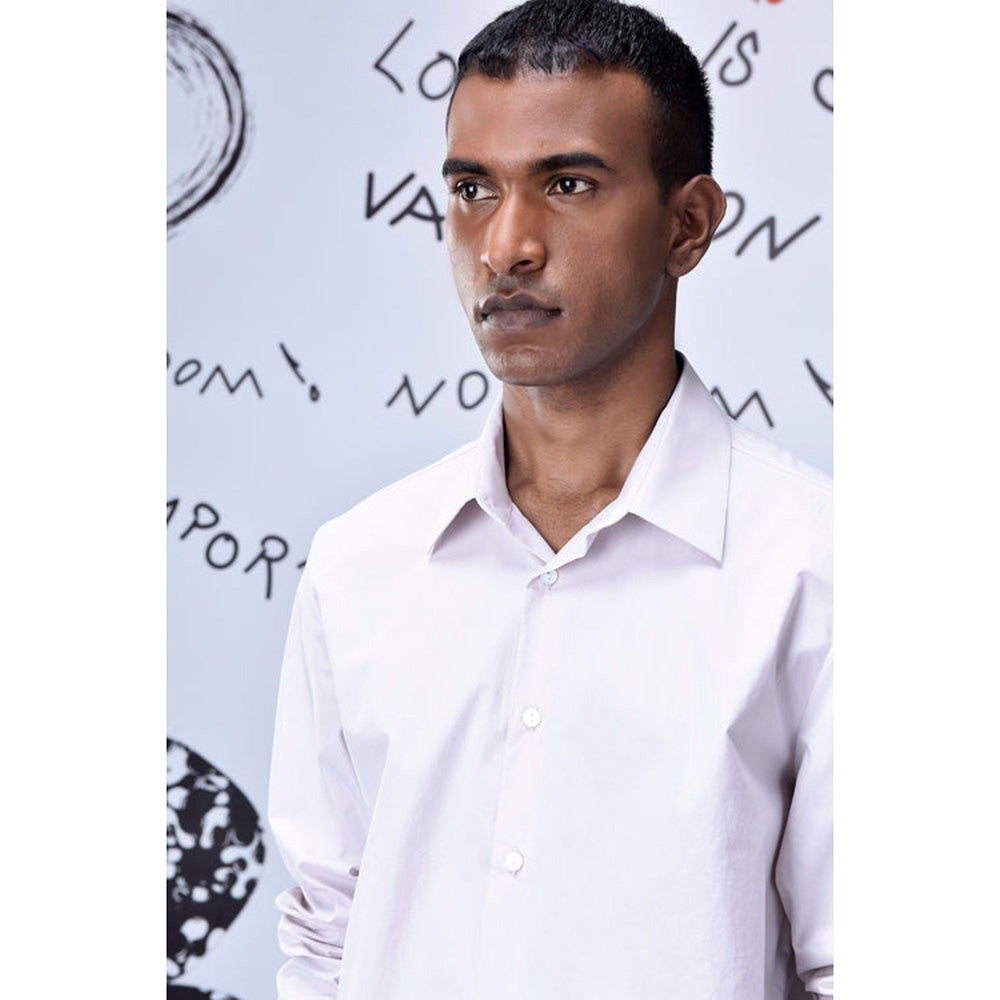 Genes Lecoanet Hemant Cotton Poplin Regular Fit Shirt- Pearl Grey