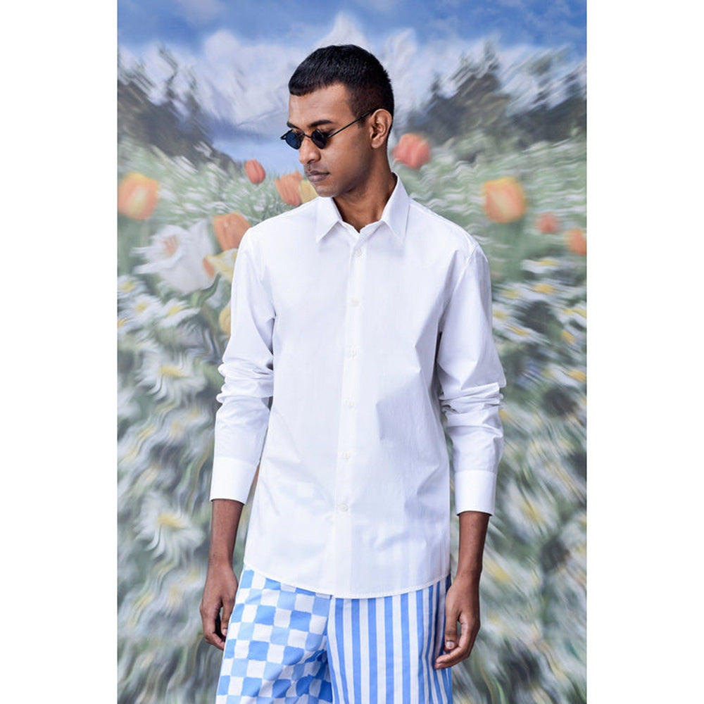 Genes Lecoanet Hemant Cotton Poplin Regular Fit Shirt- White