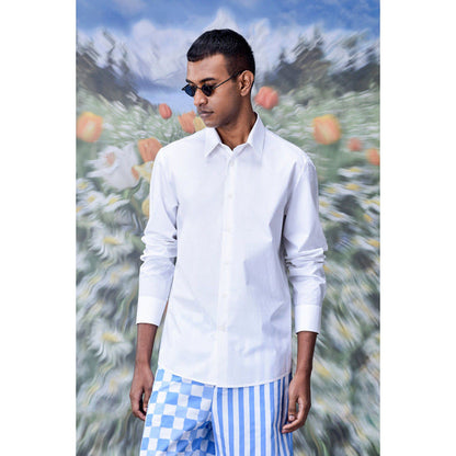 Genes Lecoanet Hemant Cotton Poplin Regular Fit Shirt- White