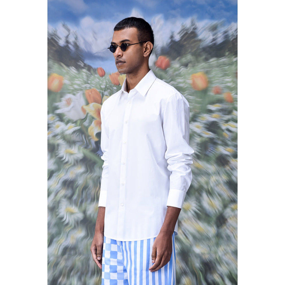 Genes Lecoanet Hemant Cotton Poplin Regular Fit Shirt- White