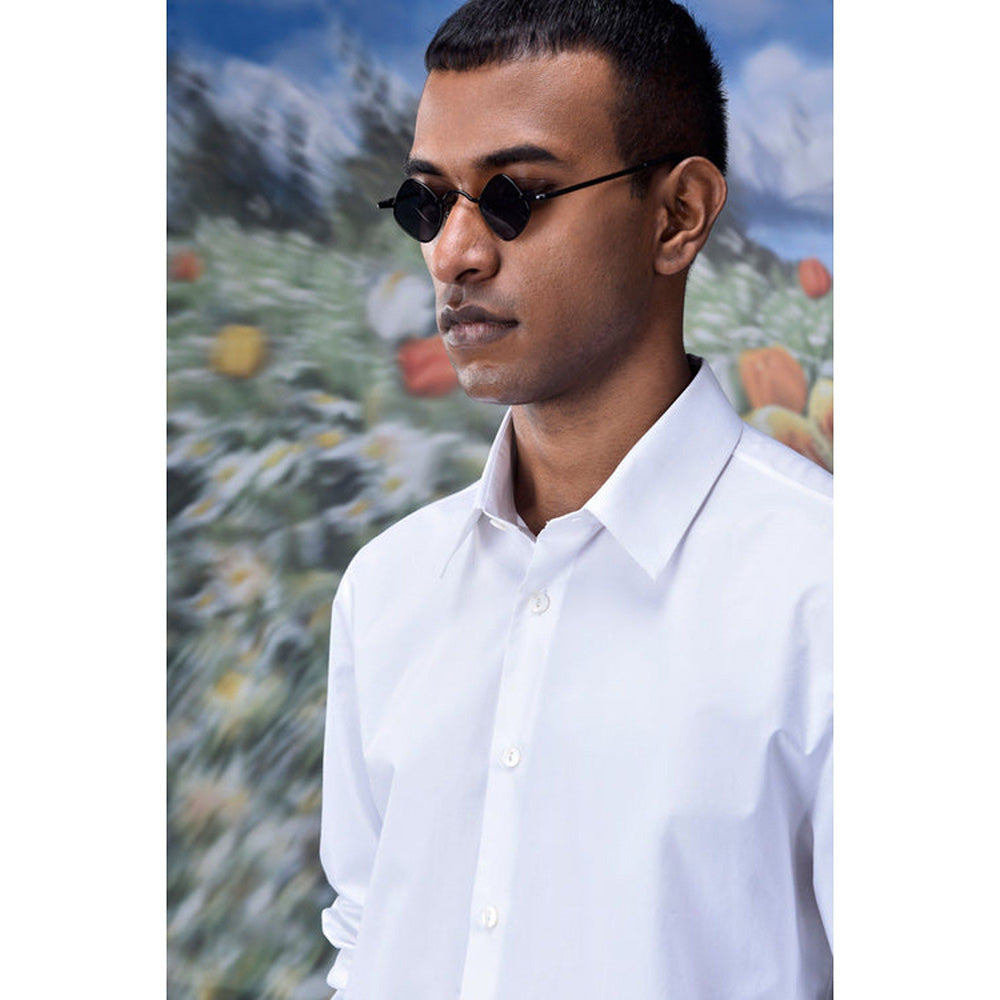 Genes Lecoanet Hemant Cotton Poplin Regular Fit Shirt- White