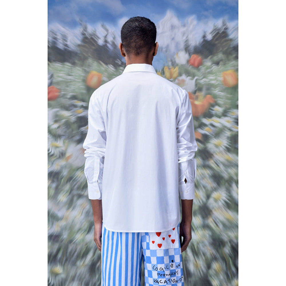 Genes Lecoanet Hemant Cotton Poplin Regular Fit Shirt- White