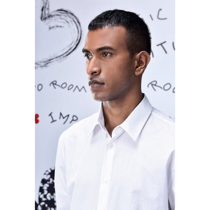 Genes Lecoanet Hemant Malmal Formal Regular Fit Shirt- White