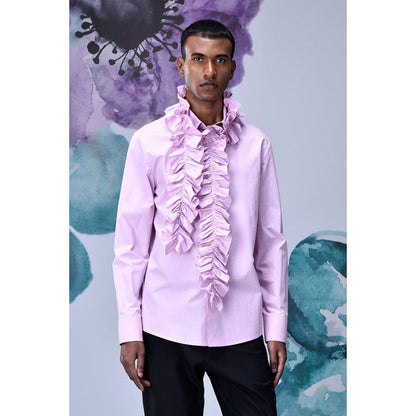 Genes Lecoanet Hemant Detachable Ruffle Collar Regular Fit Shirt- Smoothie Pink