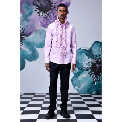 Genes Lecoanet Hemant Detachable Ruffle Collar Regular Fit Shirt- Smoothie Pink