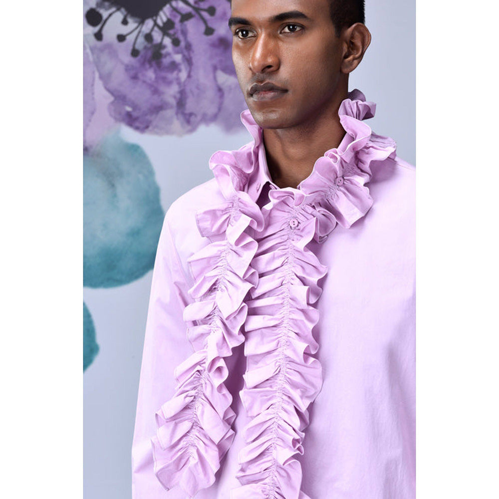 Genes Lecoanet Hemant Detachable Ruffle Collar Regular Fit Shirt- Smoothie Pink