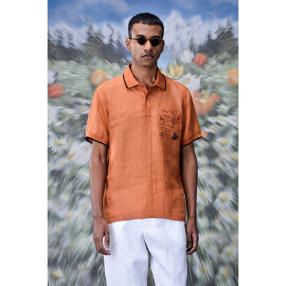 Genes Lecoanet Hemant Dark Caramel Linen Polo