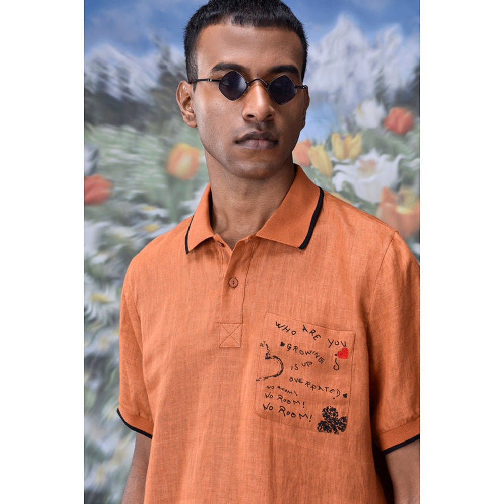 Genes Lecoanet Hemant Dark Caramel Linen Polo