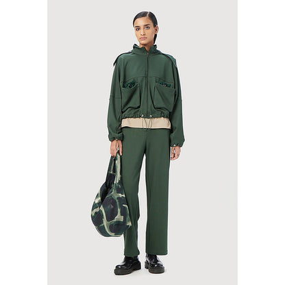 Genes Lecoanet Hemant Easy Fit Hoodie With Adjustable Elasticated Waist - Forest Green