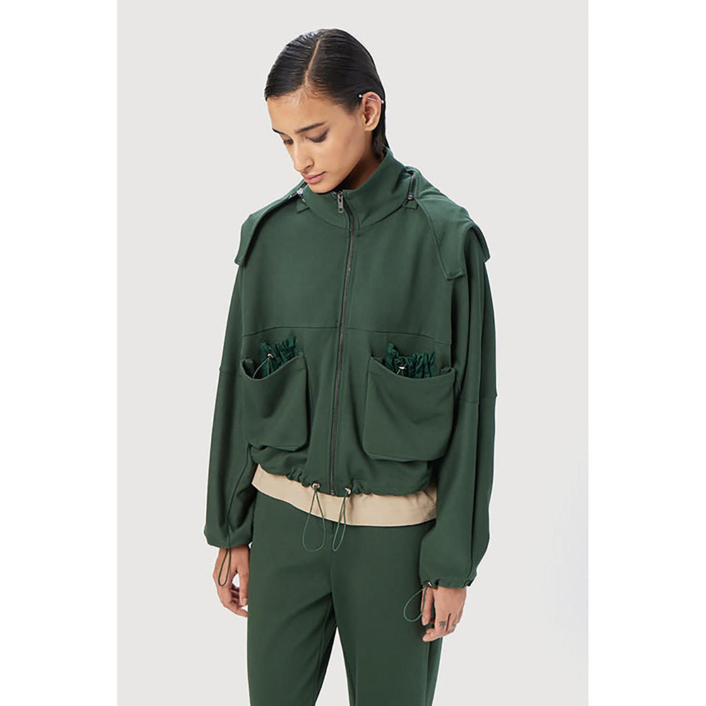 Genes Lecoanet Hemant Easy Fit Hoodie With Adjustable Elasticated Waist - Forest Green