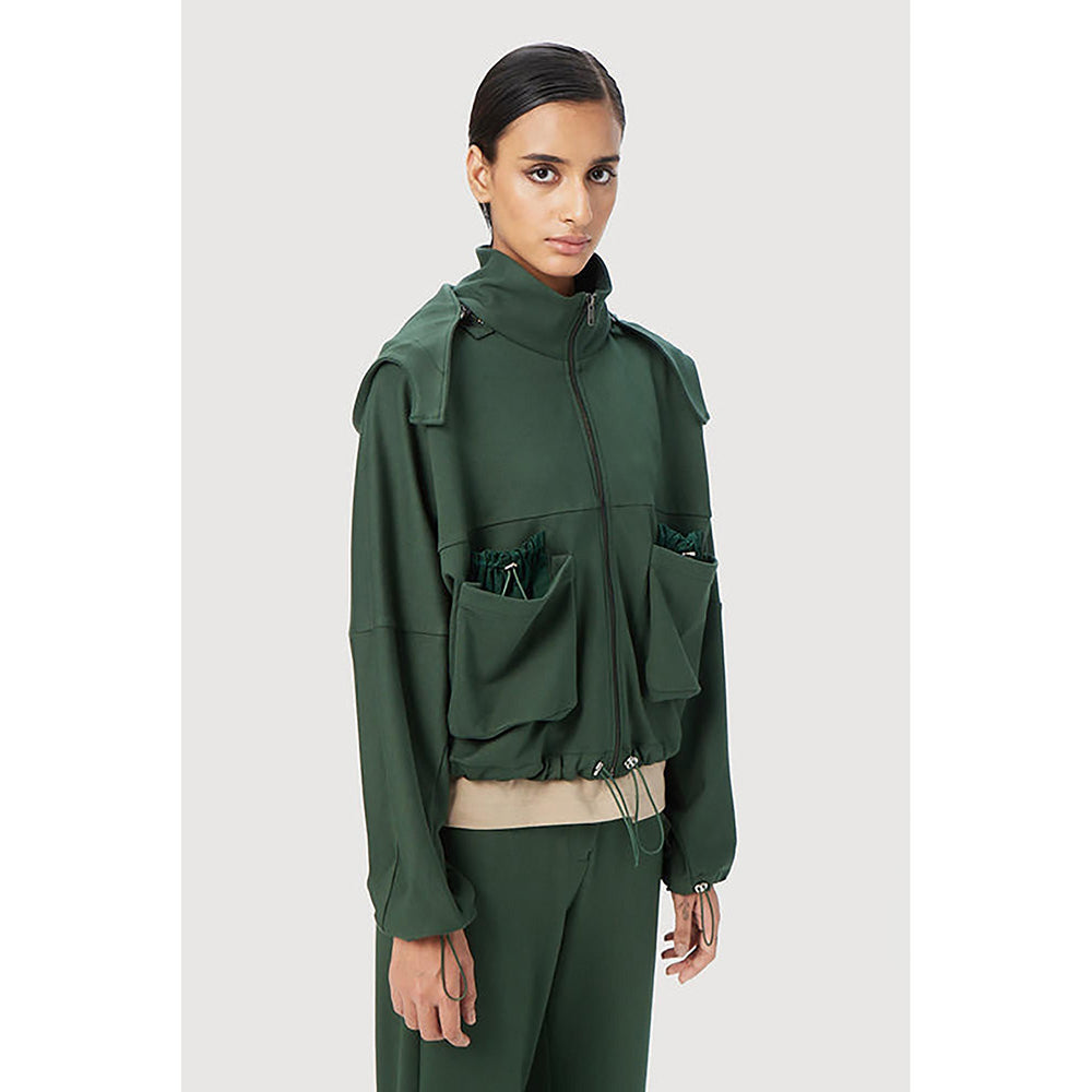 Genes Lecoanet Hemant Easy Fit Hoodie With Adjustable Elasticated Waist - Forest Green