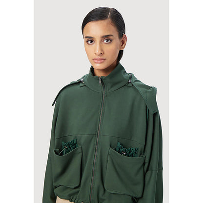 Genes Lecoanet Hemant Easy Fit Hoodie With Adjustable Elasticated Waist - Forest Green