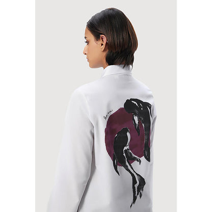 Genes Lecoanet Hemant Slim Fit Button-Up Shirt With Bell Sleeves And A Striking Fish Print