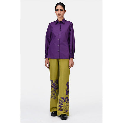 Genes Lecoanet Hemant Women's Regular Fit Cotton Button-Up Shirt-Amethyst
