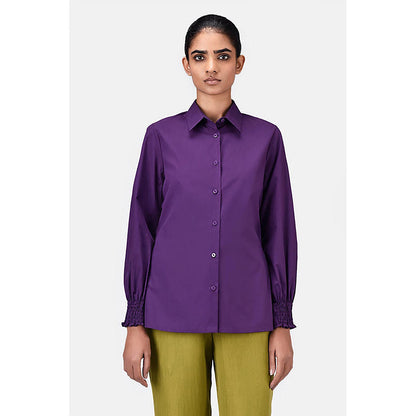 Genes Lecoanet Hemant Women's Regular Fit Cotton Button-Up Shirt-Amethyst