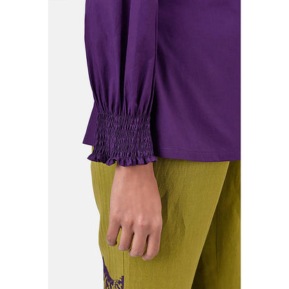 Genes Lecoanet Hemant Women's Regular Fit Cotton Button-Up Shirt-Amethyst