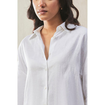 Genes Lecoanet Hemant White Linen Shirt With Wide Cuff