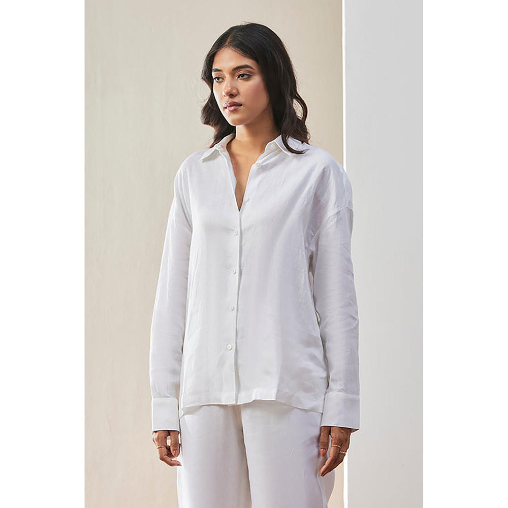 Genes Lecoanet Hemant White Linen Shirt With Wide Cuff