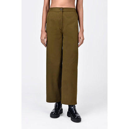 Genes Lecoanet Hemant Cotton Light Twill Straight Fit Trousers With Knee Pleats