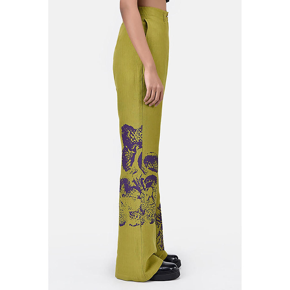 Genes Lecoanet Hemant Slim Fit Boot Cut Linen Herringbone Trouser