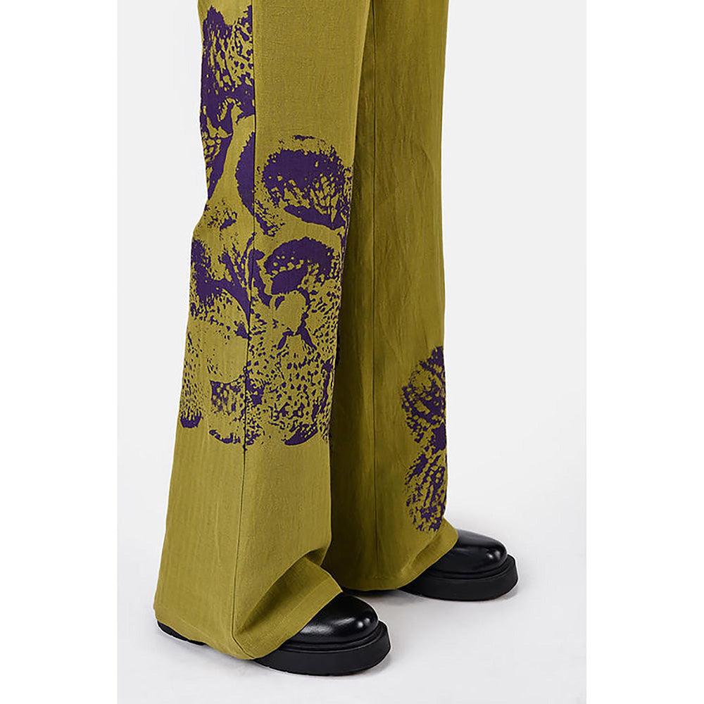 Genes Lecoanet Hemant Slim Fit Boot Cut Linen Herringbone Trouser