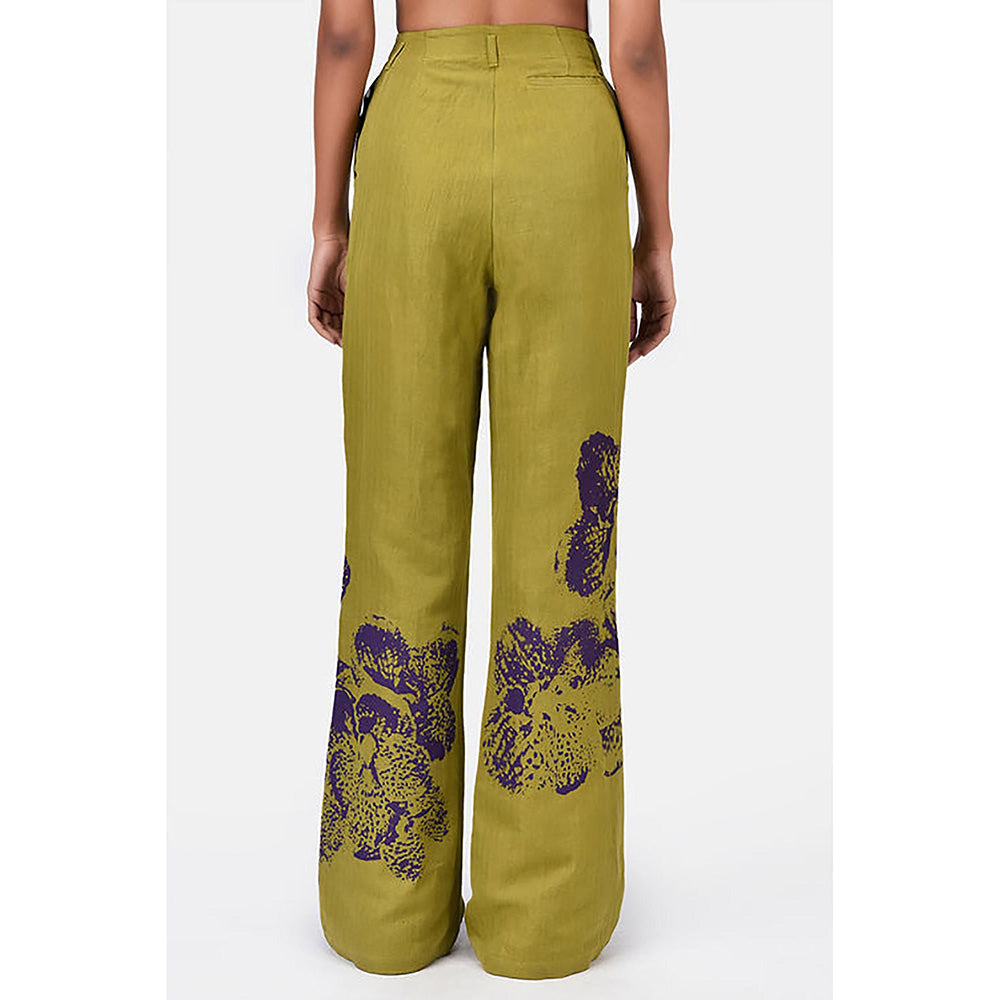 Genes Lecoanet Hemant Slim Fit Boot Cut Linen Herringbone Trouser